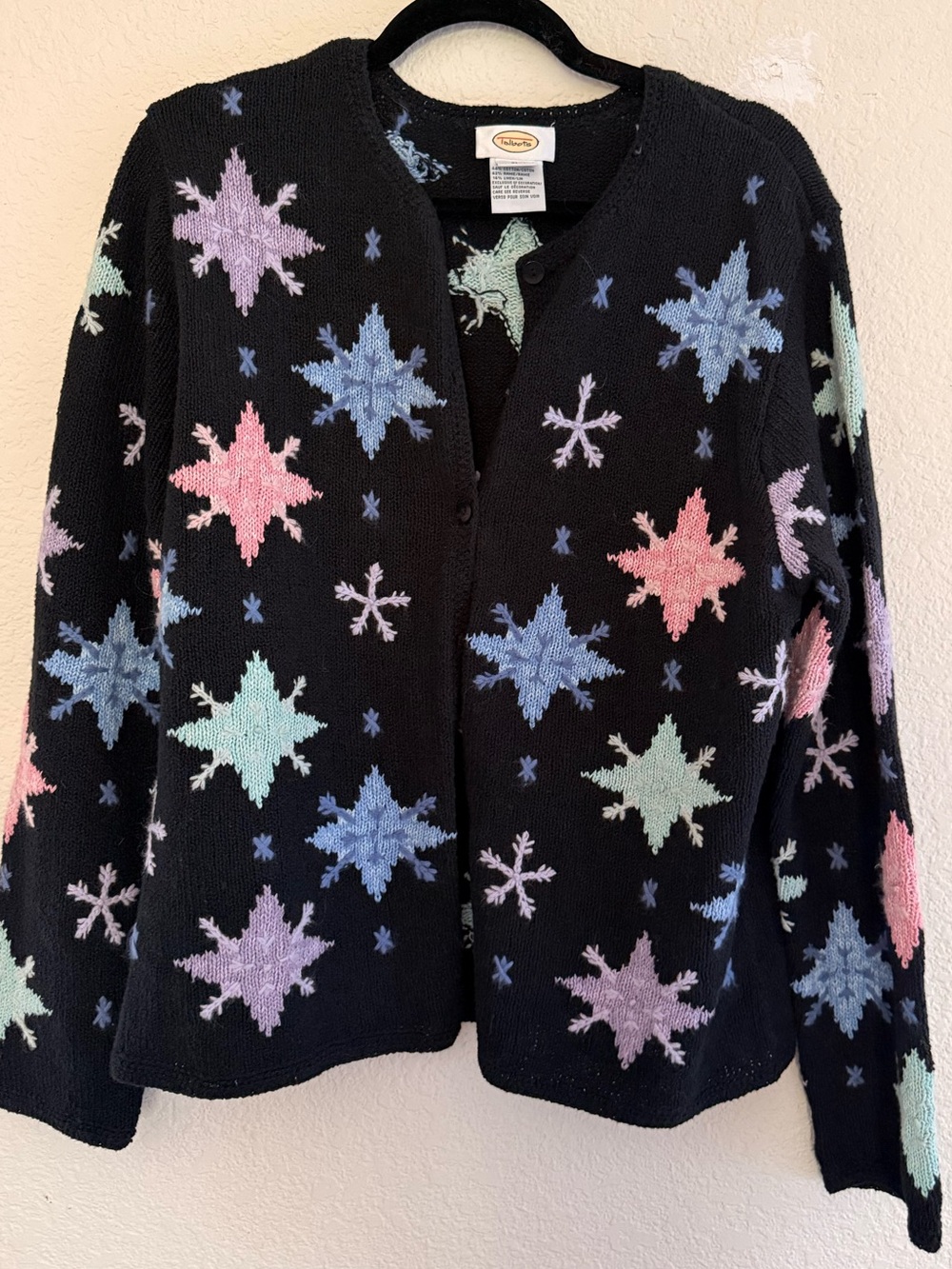 Vintage cotton blend star or snowflake talbots cardigan sweater